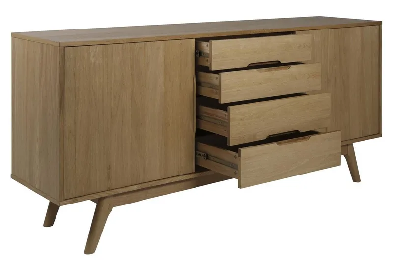 Komoda MEBLIVA Marte Drewniana Naturalna 180 cm Z Szufladami - Naturalny