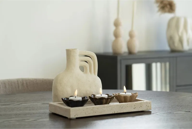 Wazon Ceramiczny MEBLIVA Rustykalny Nieregularny Kształt - Beżowy