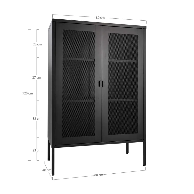 Gablota Melbourne MEBLIVA Metal Minimalistyczny - Czarna