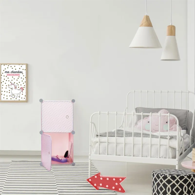 Regał MEBLIVA Cubes 2 Modularny Dla Dzieci 63x34 cm - Różowy