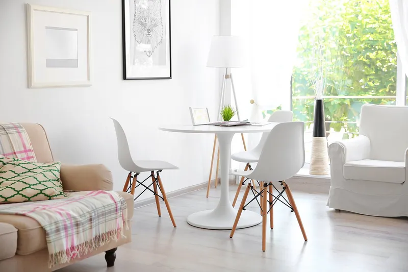 Stół Okrągły MEBLIVA Skinny White, MDF, 60 cm - Biały