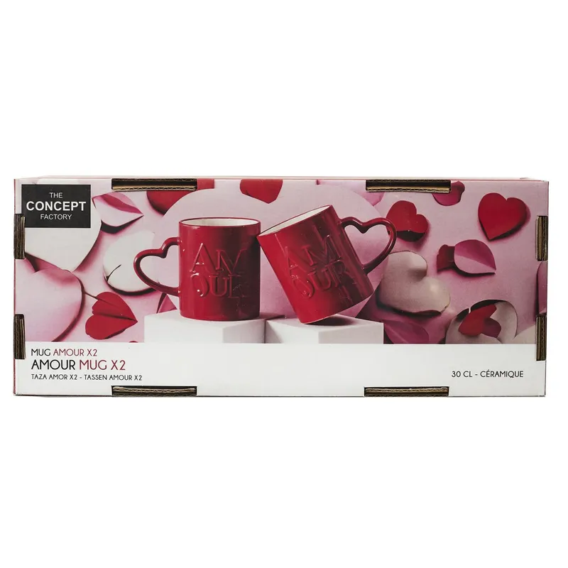 Zestaw 2 Kubków MEBLIVA Amour Ceramiczne 300ml - Czerwone
