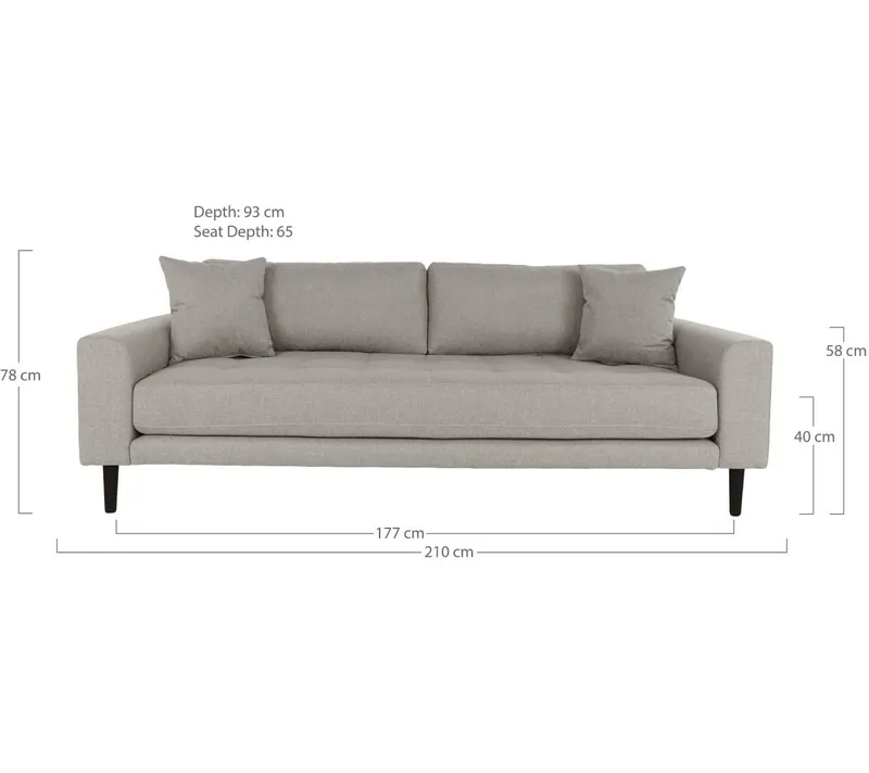 Sofa MEBLIVA Lido 3 Skandynawska Poliester - Beżowa Ciemna