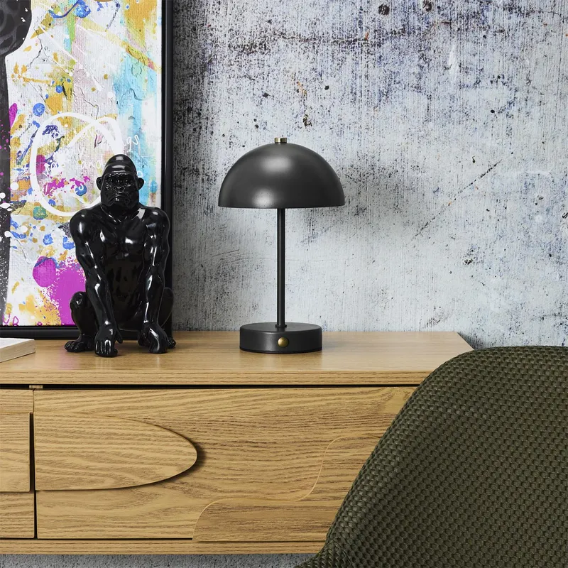 Lampka Stołowa MEBLIVA Funghi, Metal Minimalistyczny - Czarna