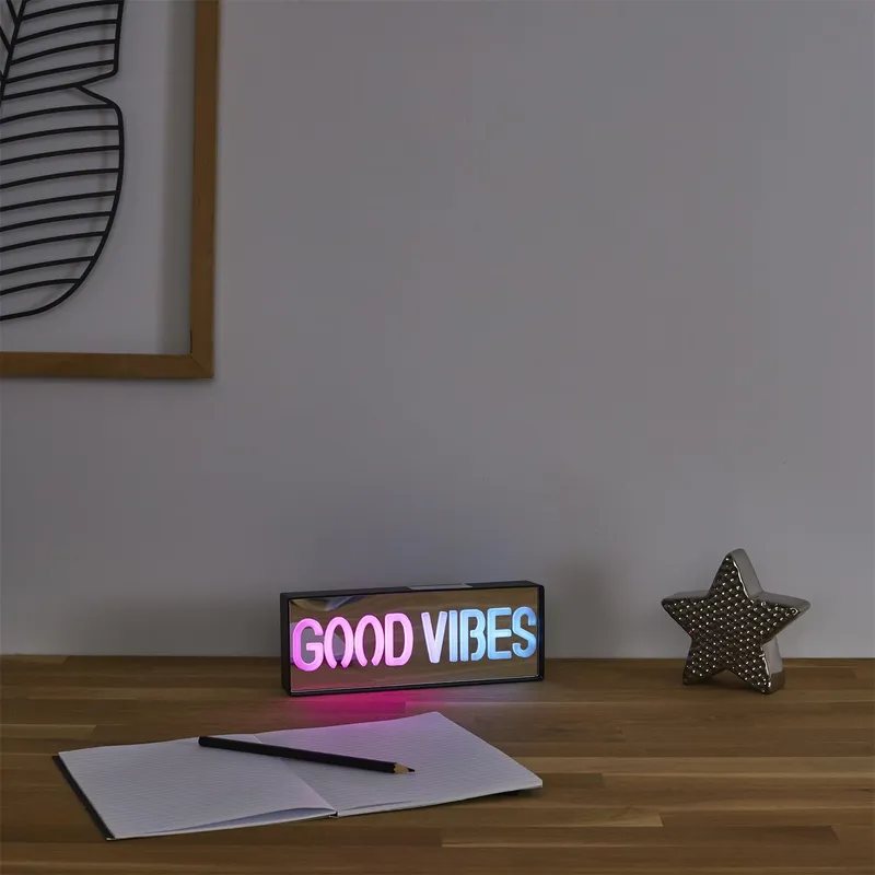 Lampka LED Neon Good Vibes MEBLIVA, Nowoczesna - Czarny
