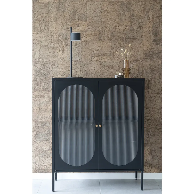 Witryna MEBLIVA Adelaide 110cm, Metal Loftowy - Czarny