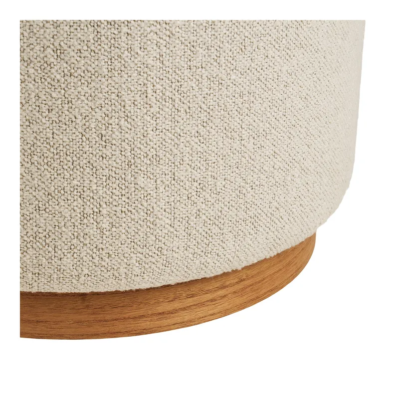 Pufa MEBLIVA Daisy Bouclé Okrągła 50 cm - Piaskowa