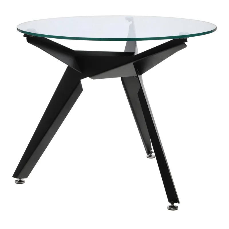 Stół MEBLIVA Troy 90cm Szklany Loftowy - Transparentny/Czarny