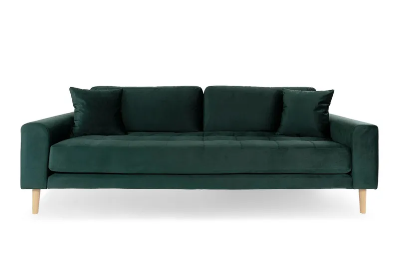 Sofa MEBLIVA Lido 3 Osobowa Aksamit Skandynawski - Butelkowa Zieleń