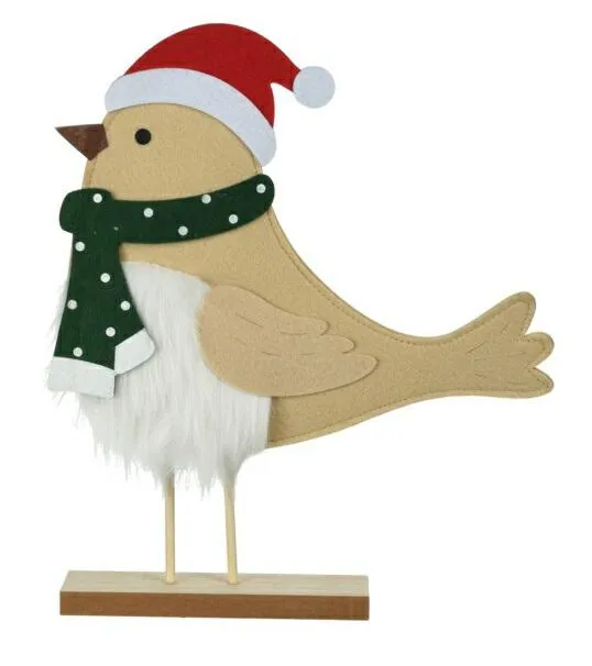 Figurka Filcowa Sikorka MEBLIVA 38cm W Czapce - Beżowy
