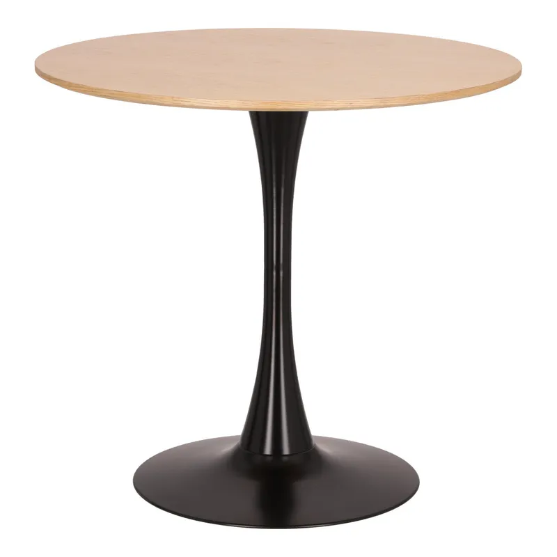 Stół MEBLIVA Skinny Okrągły 80 cm, Dąb/Czarny - Skandynawski