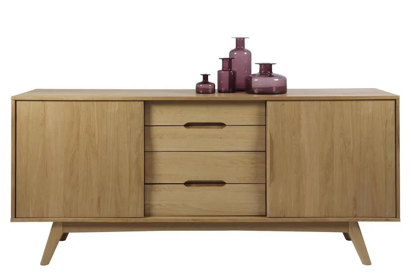 Komoda MEBLIVA Marte Drewniana Naturalna 180 cm Z Szufladami - Naturalny