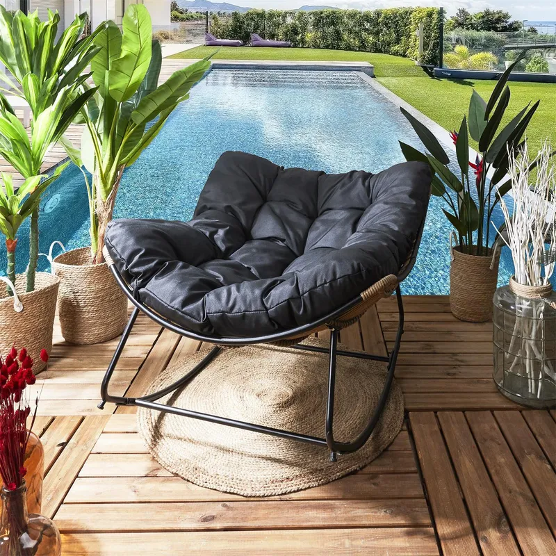 Fotel Ogrodowy GARDIVA Tulum Metal Nowoczesny - Czarny
