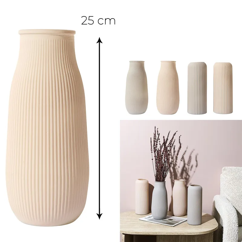 Wazon Terra MEBLIVA Szklany Na Kwiaty Dekoracyjny 25 cm - Kremowy