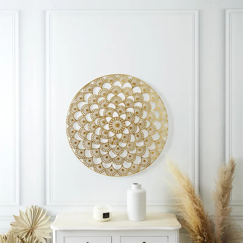 Dekoracja Ścienna MEBLIVA Mandala Metal Glamour - Złota