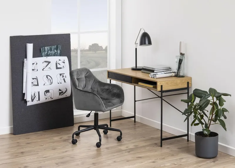 Fotel Biurowy MEBLIVA Brooke Welur, Ergonomiczny - Szary Jasny