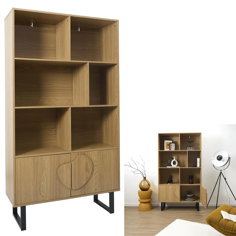 Regał Na Książki MEBLIVA Calypso, MDF, 180 cm - Naturalny