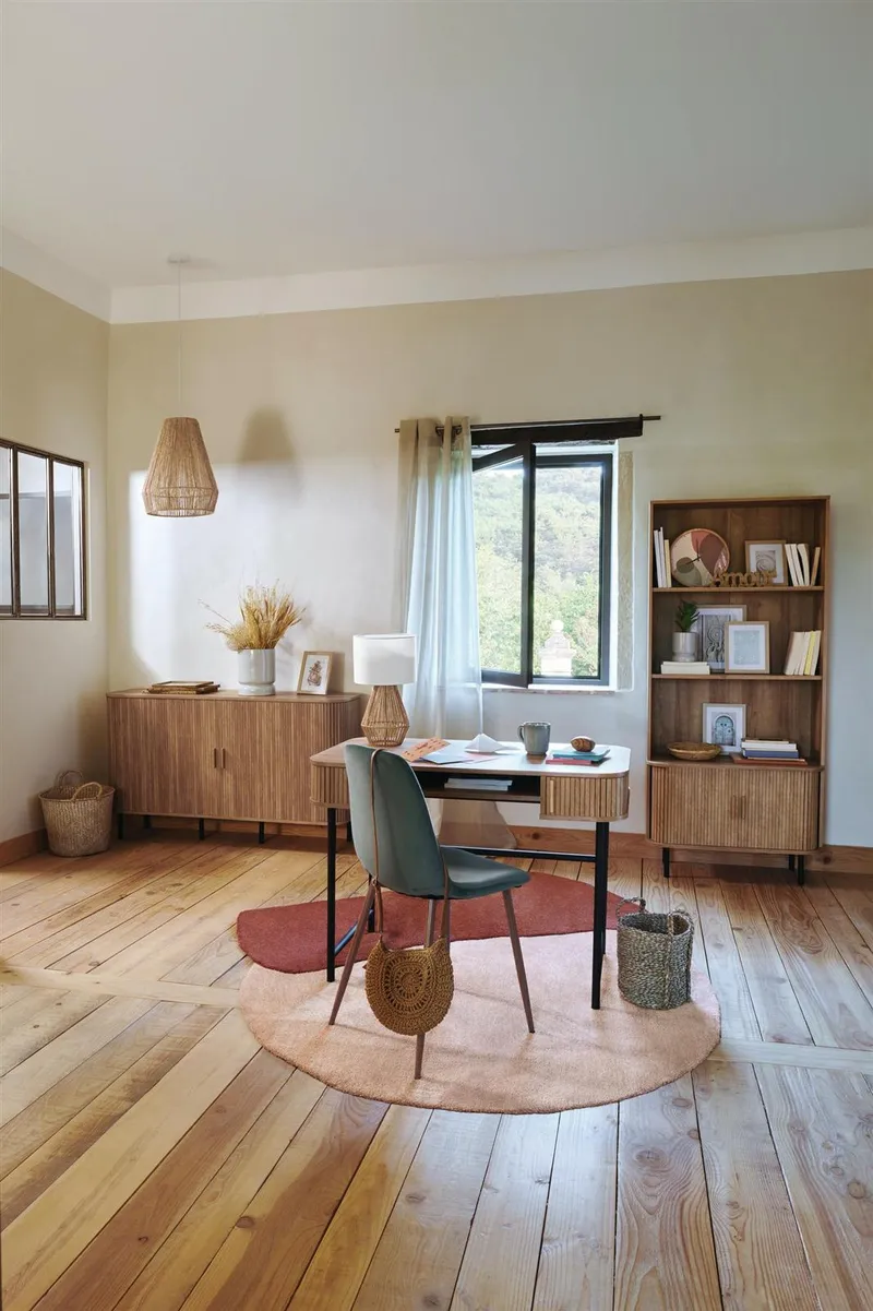 Biurko MEBLIVA Colva Metalowe Boho Naturalne - Czarne Nogi
