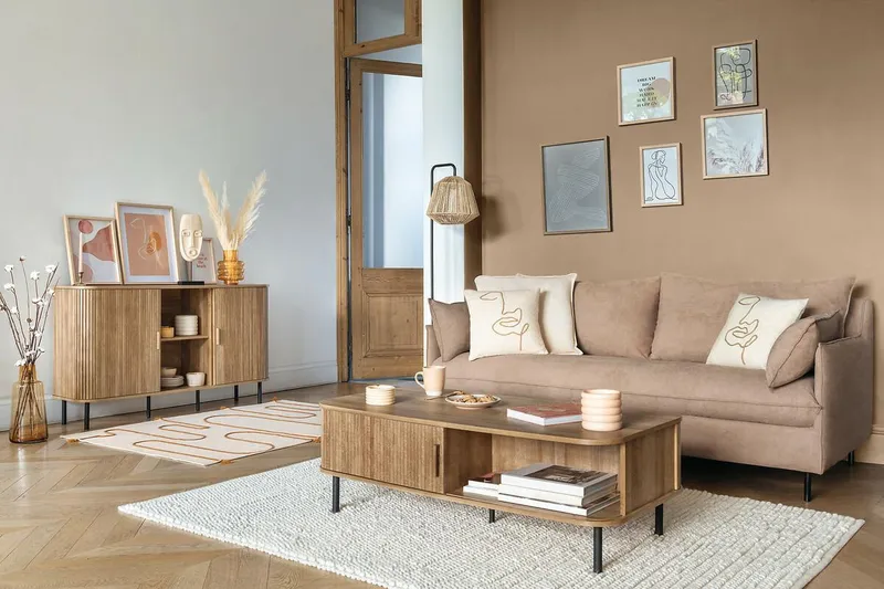 Stolik Kawowy MEBLIVA Colva Metal Boho 120x60 cm - Naturalny