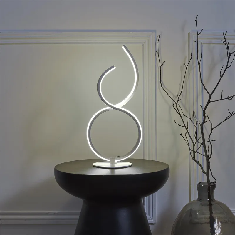 Lampa Stołowa MEBLIVA LED 36 cm Aluminiowa - Biała