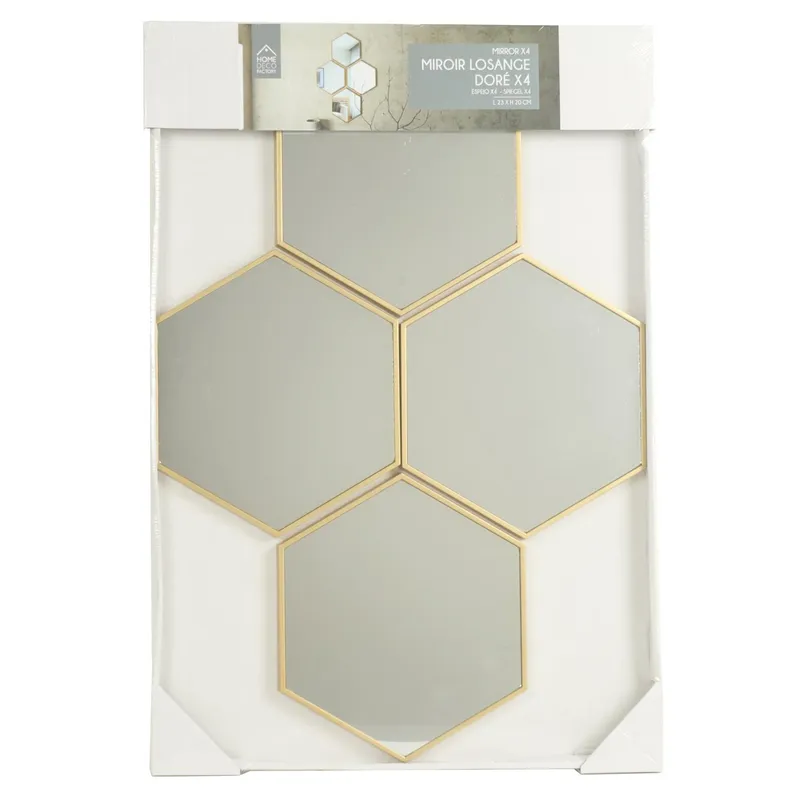 Zestaw 4 Luster Diamond MEBLIVA, Glamour, Szkło - Złoty