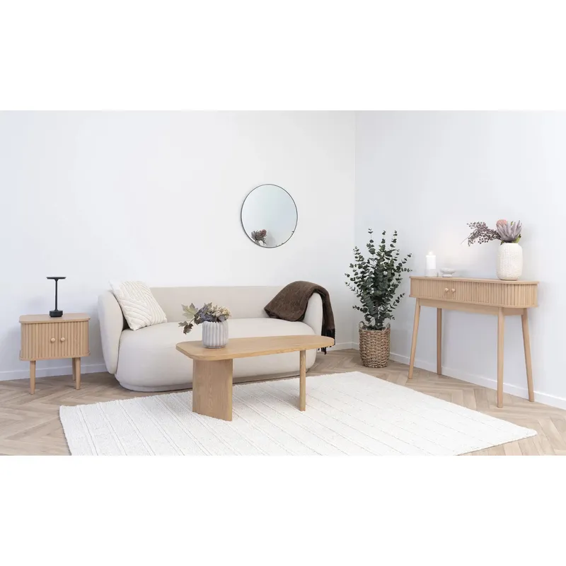 Stolik MEBLIVA Melo Owalny 50x100cm, MDF Naturalny - Kawowy