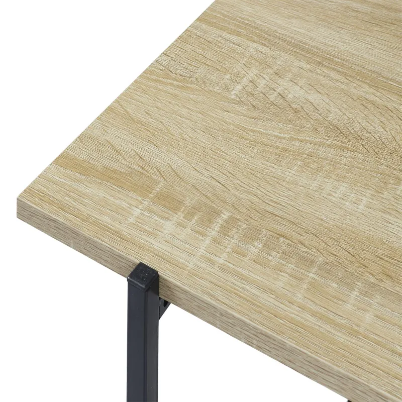 Stolik Kawowy MEBLIVA Loka 80x50 cm, Naturalny Blat, Czarna Podstawa