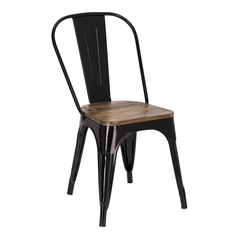 Krzesło MEBLIVA Paris Wood Drewno Sosnowe Metal - Czarny