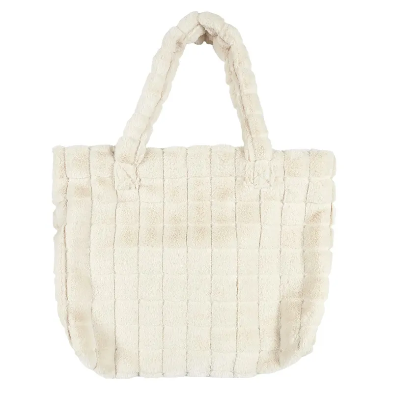 Torba Shopper MEBLIVA Futrzana, Poliester, Boho - Kremowa