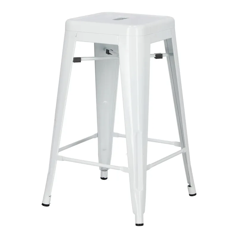 Hoker Barowy MEBLIVA Paris 66cm Metalowy Nowoczesny - Biały