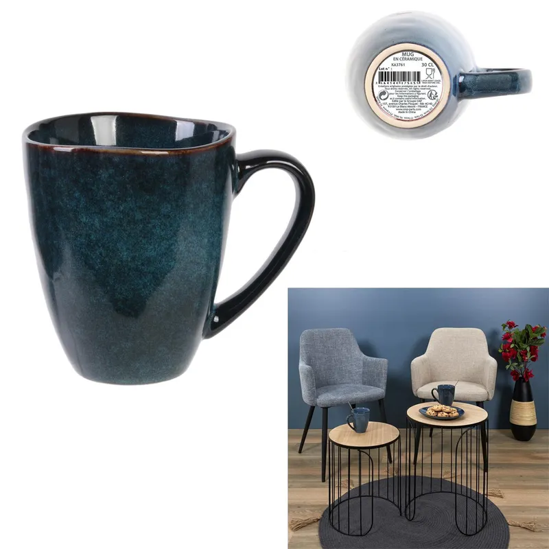 Kubek MEBLIVA Laguna Ceramiczny 300ml Boho - Niebieski