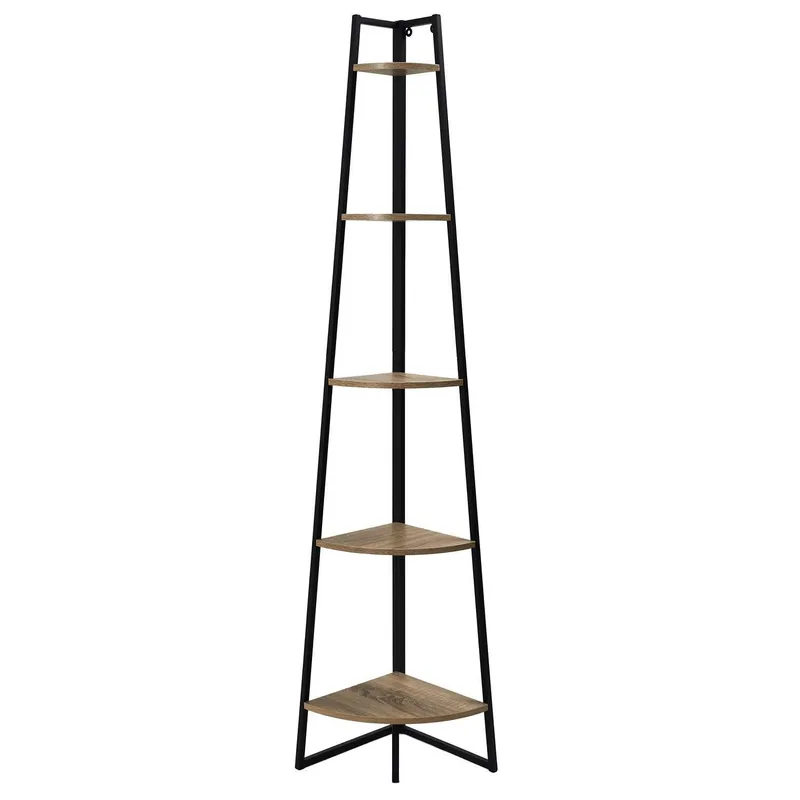 Regał Narożny MEBLIVA Corner II Metal 5 Półek - Czarny
