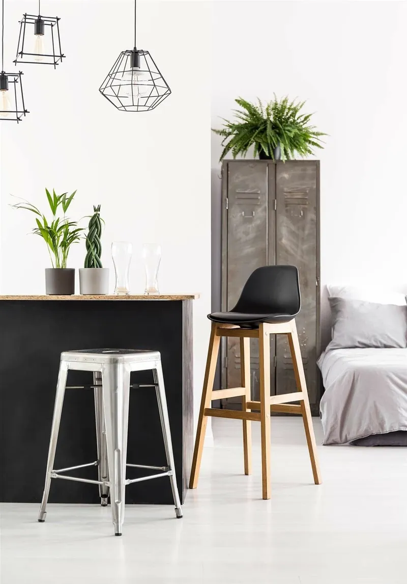 Hoker Barowy MEBLIVA Paris 75cm, Metal Industrialny - Srebrny