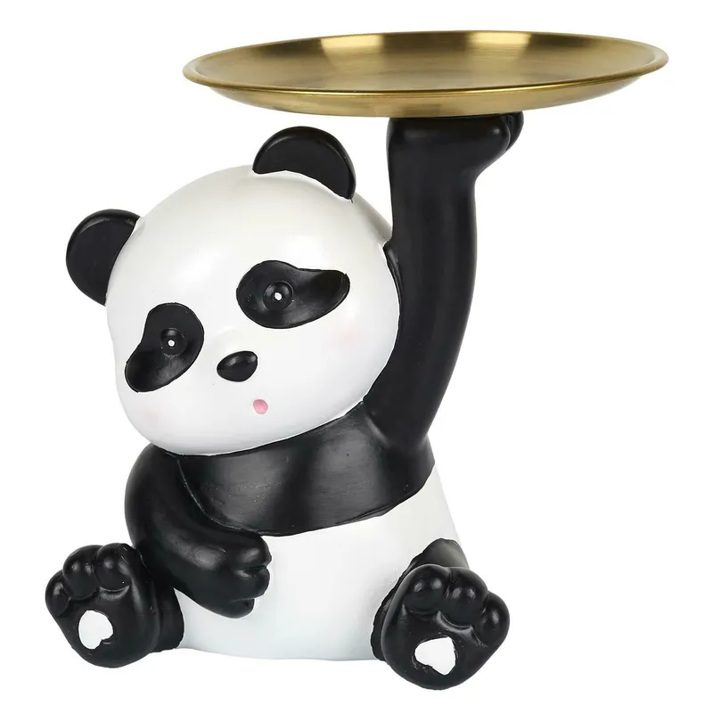 Figurka Dekoracyjna Organizer Panda MEBLIVA Ze Złotą Tacą - Złoty