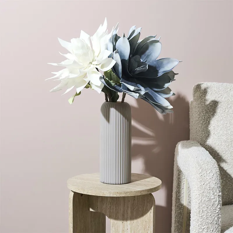 Wazon Terra MEBLIVA Szklany Ryflowany Cylindryczny 25 cm - Szary