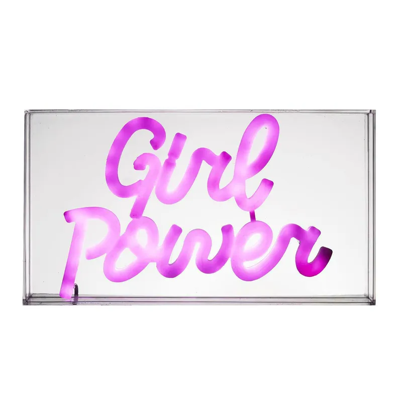 Lampka Dekoracyjna MEBLIVA Girl Power Neon LED, Tworzywo - Transparentny