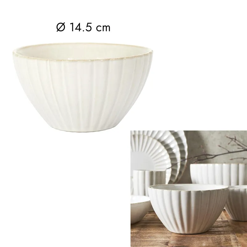 Miska Vlora MEBLIVA Ceramiczna 14,5cm Nowoczesna - Beżowa