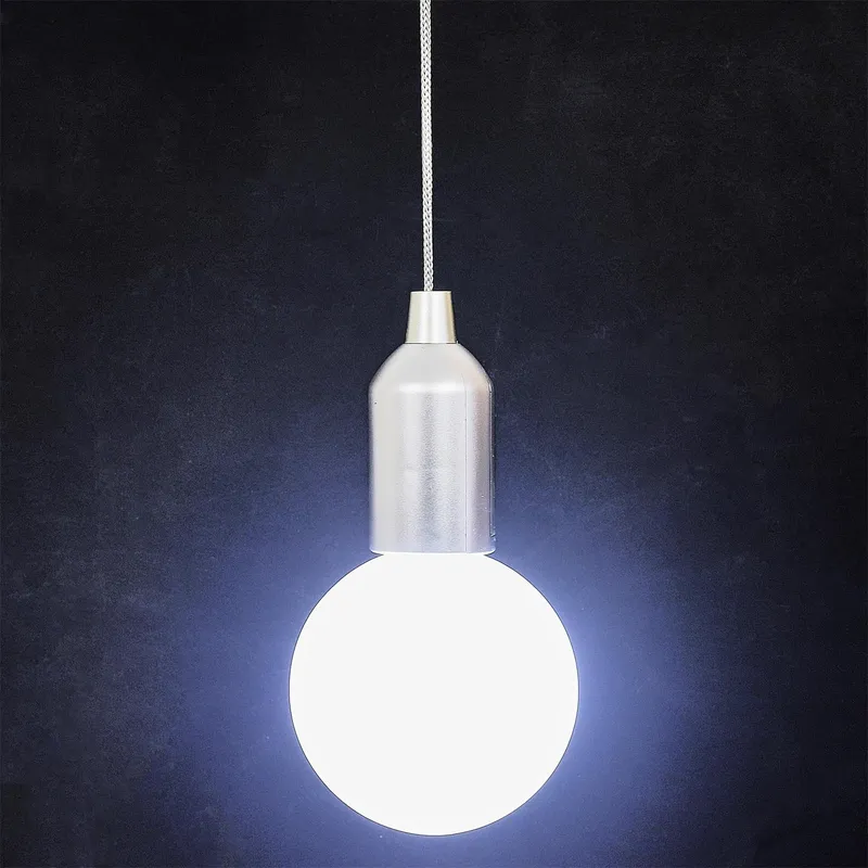 Lampa Wisząca MEBLIVA Żarówka L, Nowoczesna, Plastik - Srebrna