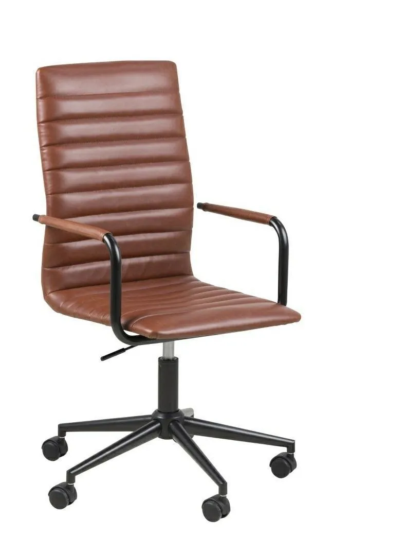 Fotel Biurowy MEBLIVA Winslow Ergonomiczny Skóra Ekologiczna - Brązowy
