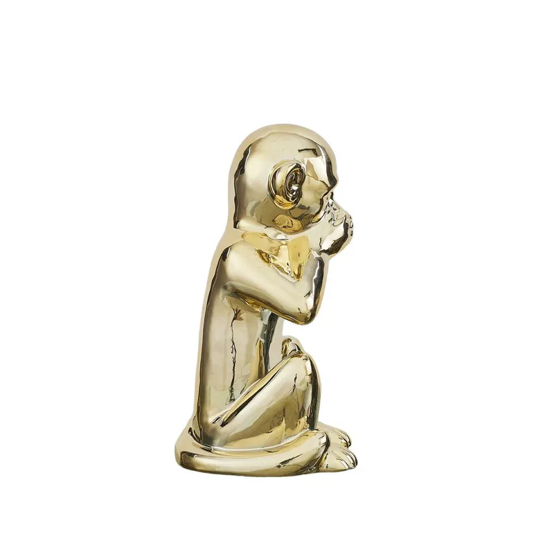 Figurka Dekoracyjna MEBLIVA Monkey Ceramiczna, 30 cm - Złota