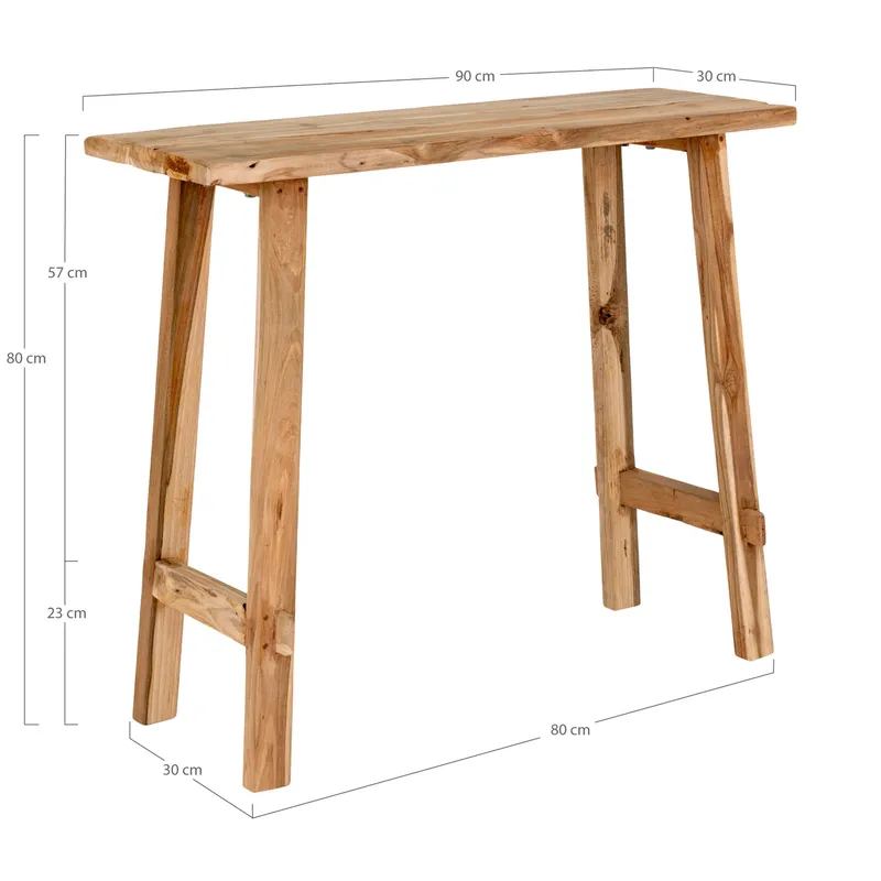 Konsola MEBLIVA Girona Drewno Tekowe Naturalne - 90x80 cm