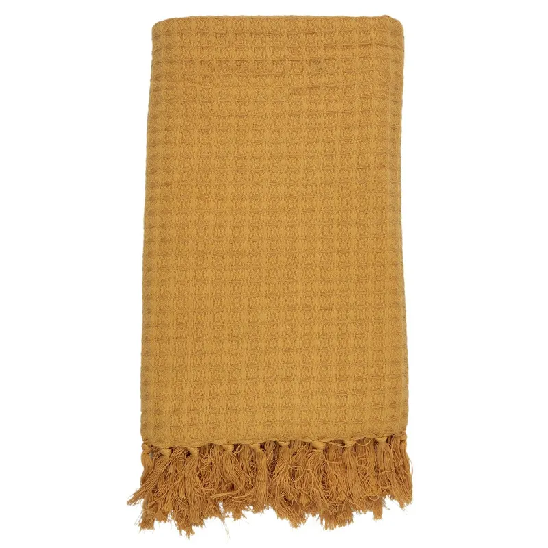 Pled MEBLIVA Waffle Bawełniany 160x130 cm - Żółty