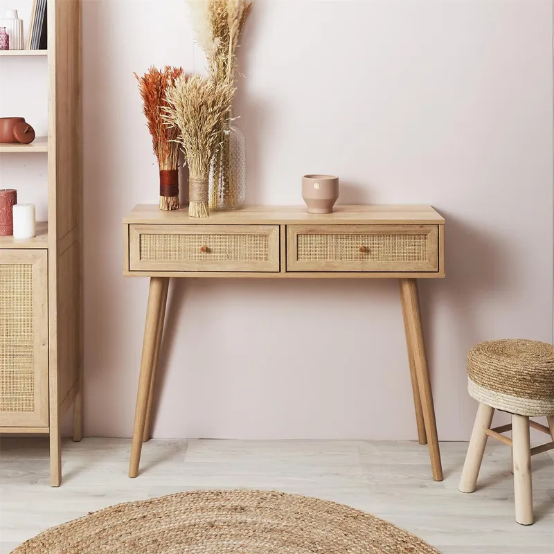 Konsola MEBLIVA Bali Rattanowa 100x81 cm - Naturalna