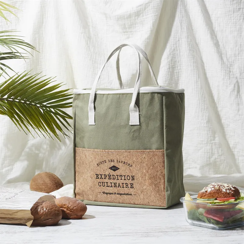 Torba Na Lunch MEBLIVA Refreshing Cork 8l, Bawełna Naturalna - Zielona
