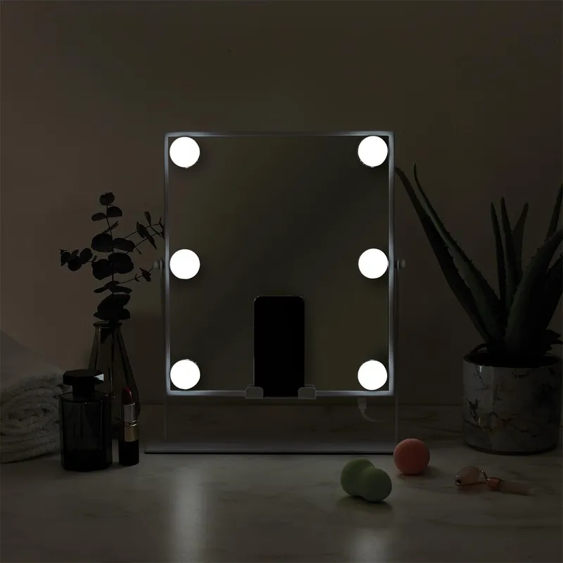 Lustro LED MEBLIVA Z Głośnikiem I Ładowarką, Metal Biały - 36,7 cm