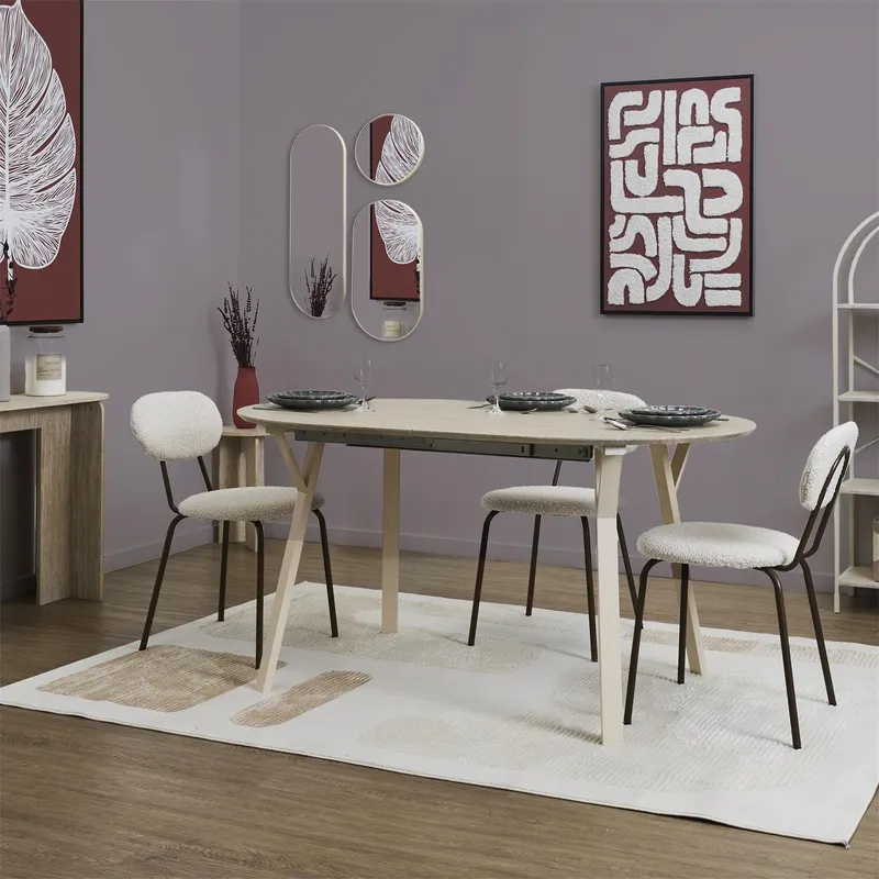 Zestaw 3 Luster MEBLIVA Veda Art Deco 75 cm - Beżowy