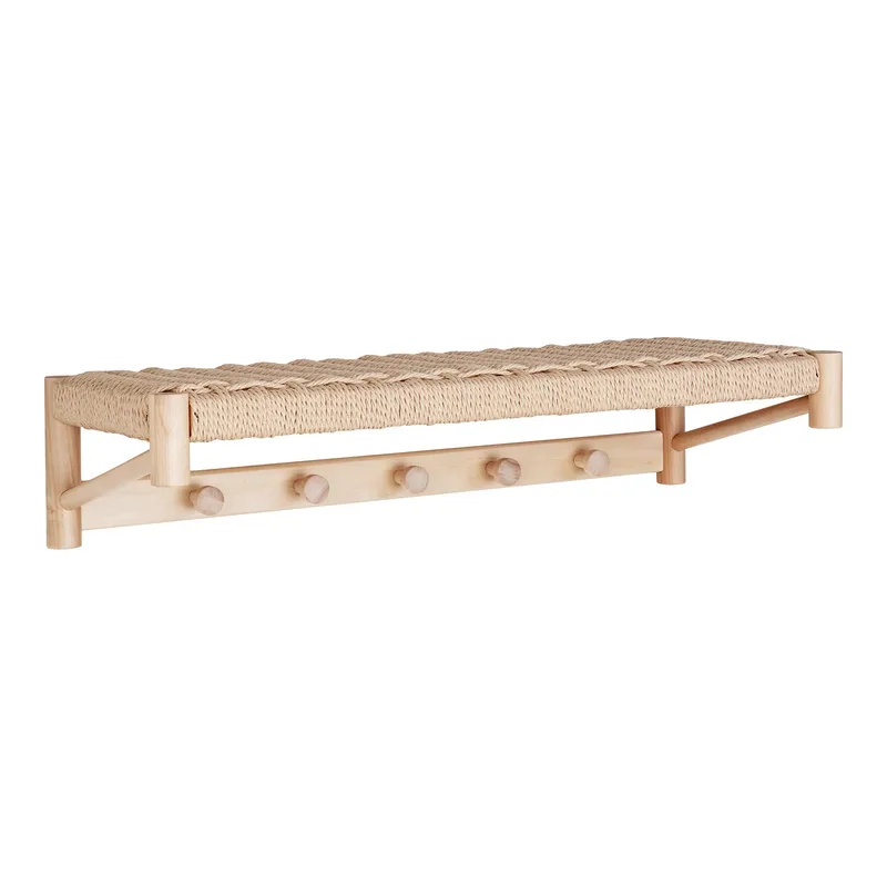 Wieszak Ścienny MEBLIVA Abano Z Półką, Drewno, 78 cm - Naturalny