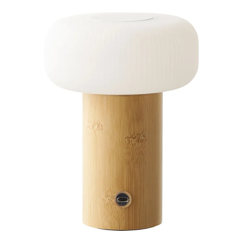 Lampa Stołowa MEBLIVA Stafford Akumulatorowa, Bambus - Naturalny/Biały