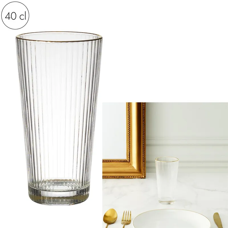 Szklanka Gold Edge MEBLIVA 300ml Wysoka - Transparent