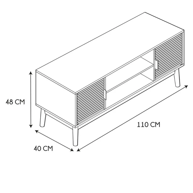 Szafka RTV MEBLIVA Tiphaine 110 cm, MDF, Japandi - Naturalna